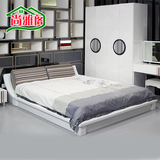 板式床 1.8米双人床 简约现代 1.5米床 榻榻米 白色烤漆床 日式