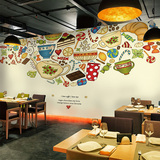 料理寿司大型壁画 欧式简约咖啡厅西餐厅酒吧个性背景墙纸壁纸