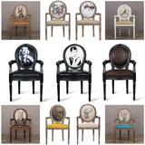 简约时尚实木餐椅   欧式复古梦露赫本扶手椅软包椅 法式书酒店椅