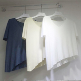 韩国东大门代购2016夏季新款薄款大v领针织衫女宽松短袖t恤上衣