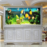 欧式生态鱼缸水族箱玻璃底过滤大型中型屏风隔断1.2米1.5米带鞋柜