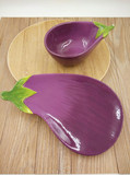 紫茄子外贸陶瓷餐具 欧式手绘创意造型盘 蘸料小碗零食盘子装饰盘