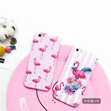 韩国可爱火烈鸟iPhone6s手机壳苹果6Plus情侣磨砂全包软壳粉色