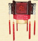 中式古典中式吊灯镂空雕刻六角祥云客厅餐厅饭店木艺羊皮吊灯定做