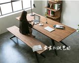 美式乡村铁艺实木咖啡桌loft实木办公桌会议桌美式复古纯实木餐桌