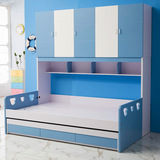 儿童多功能单人床儿童床带书柜套房环保创意组合衣柜储物床带拖床