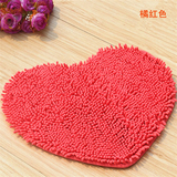 雪尼尔地毯 爱心形 入户门垫纯色大红色粉色地垫浴室吸水脚垫包邮