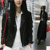2016春装新款小皮衣黑色大码短款韩版修身机车pu皮衣女装外套包邮