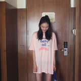 ▲Ammjoo▲韩国代购 粉色百搭长款学生女式T恤半袖可爱学院短袖
