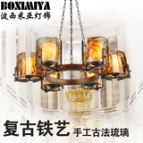 波西米亚美式乡村琉璃吊灯客厅餐厅灯具别墅美式风格复古铁艺吊灯