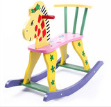 儿童卡通彩色木马玩具实木摇马安全摇椅益智宝宝经典益智玩具礼物