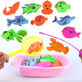 儿童宝宝小孩果蔬钓鱼玩具磁性套装戏水池捞鱼toy