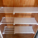 衣柜收纳分层隔板 厨房免钉置物架 橱柜可伸缩分隔层架 魔片鞋架