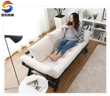 多功能实木沙发北欧日式小户型折叠沙发拆洗布艺榉木沙发床 包邮