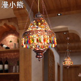 漫咖啡小吊灯 东南亚彩色水晶吊灯地中海波西米亚餐厅灯