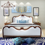 LY美式乡村实木布艺床储物高箱床双人床1.8米1.5米大床婚床