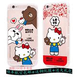 Hello kitty x Line friends布朗熊苹果6s plus透明手机保护软壳