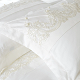 秋外贸出口纯棉床上六件套/四件套刺绣床品欧式被套床单1.8m白色