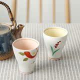 【日本进口 手绘花草对杯】陶瓷 釉下彩 日式茶杯 杯子 和风优质