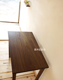 老榆木黑胡桃木色两抽书桌学习台 简单环保实木工作桌 环保油漆
