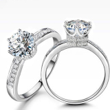 群镶六爪皇冠圆形钻石戒指结婚求婚 钻戒女正品珠宝裸钻钻戒定制
