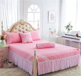 全棉韩版蕾丝床裙单件纯棉加厚夹棉床单床套床罩三件套1.5m1.8米