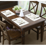 美式乡村可拉伸实木餐桌 欧式简约长方形餐桌椅组合 6人饭桌定制
