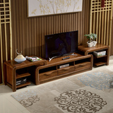 现代新中式实木电视柜可伸缩乌金木电视柜地柜客厅组合柜家具