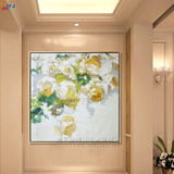 纯手绘牡丹花油画现代抽象画简约玄关卧室客厅挂画欧式壁画有框画