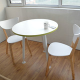 北欧椅子可叠放地中海宜家风格诺米拉白色实木休闲椅会议椅餐椅