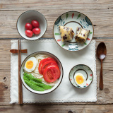 摩登主妇日式陶瓷具 太阳花一人食6件餐具套装 米饭碗酱料碟味