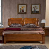 榆木床现代中式全实木双人床1.8米1.5米高箱气压储物卧室家具婚床