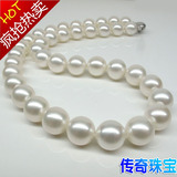 大珍珠项链11-12mm天然淡水珍珠项链正圆天然白色珍珠项链强光