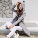2016冬季新款修身中长款羽绒棉服女时尚韩版潮款带帽女装棉衣外套