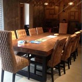 铁艺实木餐桌椅组合长方形办公桌会议桌酒店家具咖啡厅桌椅