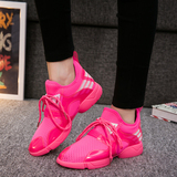 2016韩版春夏女跑步鞋糖果色网鞋荧光运动休闲鞋系带单鞋透气女鞋