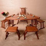 中式红木家具茶桌椅组合非洲花梨木小扇形茶台仿古实木茶桌泡茶台