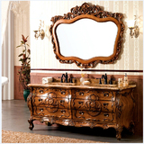 高端大户型欧式仿古浴室柜组合美国红橡木实木卫浴柜洗手洗脸盆柜