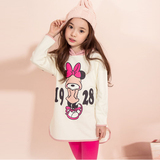 韩版童装女童秋冬季卡通印花长袖t恤儿童亲子米奇中长款卫衣上衣