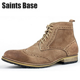 Saints Base英伦复古潮流男士短靴子雕花布洛克系带反绒皮牛仔靴