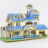 diy小屋女孩玩具手工制作拼装玩具房屋模型立体拼力拼图别墅玩具