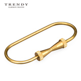 德国TRENDY黄铜钥匙扣 纯铜汽车钥匙圈 简约创意男女士钥匙扣金属