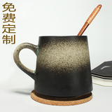 日式创意磨砂卡布奇诺咖啡杯文艺复古陶瓷喝水杯子/刻字定制送勺