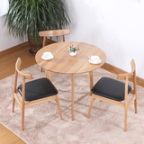 北欧小户型餐厅餐桌日式圆形餐桌椅组合宜家白橡木简约实木圆桌