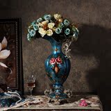欧式奢华手绘奶壶花瓶家居客厅玄关树脂花插装饰品过道花瓶摆设件