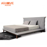 阿里宅配水曲柳新中式纯实木床现代简约双人床1.8米床禅意风格
