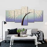 纯手绘油画客厅沙发背景墙装饰画欧式无框画壁画抽象组合画发财树