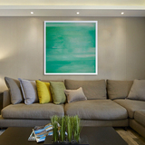 装饰画现代简约抽象画样板房手绘家居客厅画餐厅有框抽象画 绿光