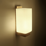 白光LED高透光奶白色玻璃灯罩客厅卧室书房间简约木头暖光墙壁灯