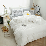 北欧简约风纯色条纹四件套床品纯棉夏沫白小清新床单被套床上用品